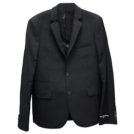 Stella Mc Cartney Stella McCartney Logo Print Blazer Jacket in Black Wool Black