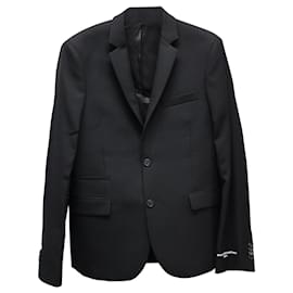 Stella Mc Cartney-Stella McCartney Logo Print Blazer Jacket in Black Wool-Black