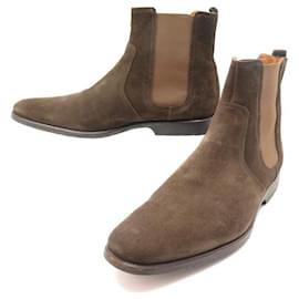 Hermès-HERMES SHOES LEWIS ANKLE BOOTS 45 BROWN SUEDE CHELSEA + BOOTS SHOES BOX-Brown