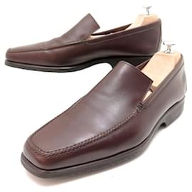 Hermès-NINE HERMES MOCCASIN SHOES 45 BROWN LEATHER LOAFERS SHOES-Brown