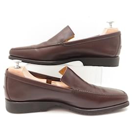 Hermès-NINE HERMES MOCCASIN SHOES 45 BROWN LEATHER LOAFERS SHOES-Brown