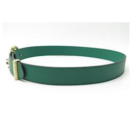 Gucci-NEW BELT GUCCI GG CRYSTAL BUCKLE 600630 T100 IN GREEN LEATHER STONES BELT-Green