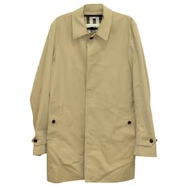Burberry-Burberry Concealed Front Car Coat in Light Brown Cotton Gabardine-Brown