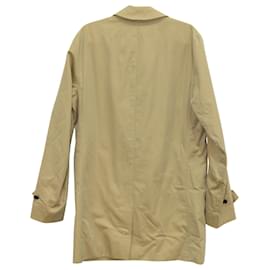 Burberry-Burberry Concealed Front Car Coat in Light Brown Cotton Gabardine-Brown