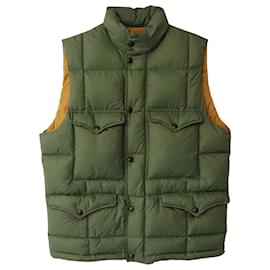 Ralph Lauren-Ralph Lauren RRL Quilted Mockneck Vest in Olive Green Nylon-Green,Olive green