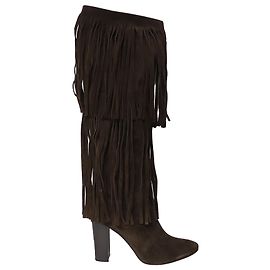 Chloé Bottines Western Accents à Franges en Daim Marron Marron