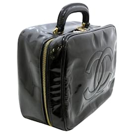 Chanel-Chanel Black Patent Leather Vanity Bag-Black