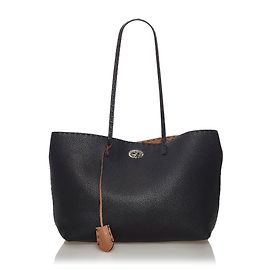 Fendi Schwarze Selleria Carla Leder-Einkaufstasche Schwarz