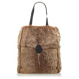 Chanel-Chanel Brown Fur Tote Bag-Brown,Black