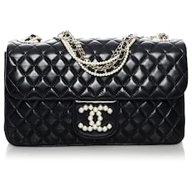 Chanel-Chanel Black Medium Westminster Pearl Flap Bag-Black