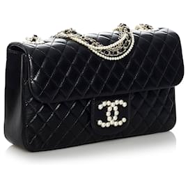 Chanel-Chanel Black Medium Westminster Pearl Flap Bag-Black