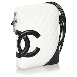 Chanel-Chanel White Cambon Ligne Lambskin Leather Crossbody-Black,White