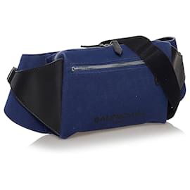 Balenciaga-Balenciaga Blue Navy Neo Lift Canvas Belt Bag-Black,Blue