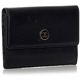 Chanel-Chanel Black CC Leather Small Wallet-Black