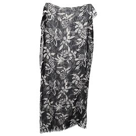 Sciarpa Saint Laurent Stampa Ananas in Seta Nera Altro