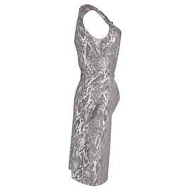 Vivienne Westwood-Vivienne Westwood Asymmetric Metallic Snakeskin Print Dress in Silver Cotton-Silvery