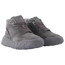 Alexander Mcqueen-Sneaker Alta in Pelle Grigia-Grigio