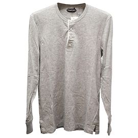 Camisa Tom Ford Melange Henley em algodão cinza Cinza