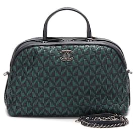 Chanel-Woven Bowling Bag-Green