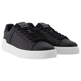 Balmain-B Court-calf leather in Black and White Leather-Black