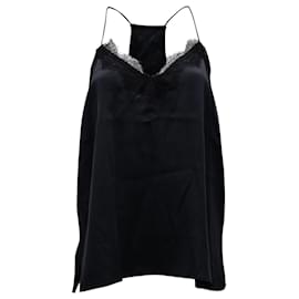 Autre Marque- Cami NYC Lace Trim Camisole in Black Silk -Black