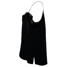 Autre Marque- Cami NYC Lace Trim Camisole in Black Silk -Black
