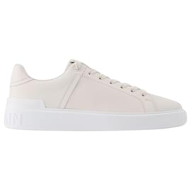 Balmain-B Court-Calfskin in White Leather-White