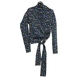 Balenciaga-Balenciaga Printed Wrap Top in Multicolor Cotton -Other