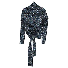 Balenciaga-Balenciaga Printed Wrap Top in Multicolor Cotton -Other
