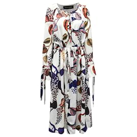 Autre Marque-Stine Goya Jacques Printed Midi Dress in White Polyester-Other