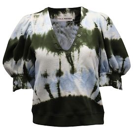 Ulla Johnson Bess Pullover Military Tie Dye Top in cotone verde Verde
