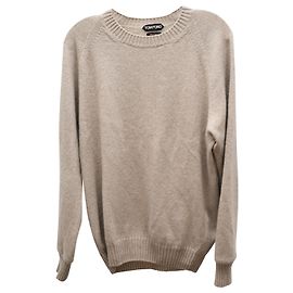 Tom Ford Saddle Pullover mit Rundhalsausschnitt aus beigem Kaschmir Beige
