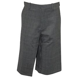 Calça Balenciaga Cheque Cônico Cropped em Lã Cinza Cinza