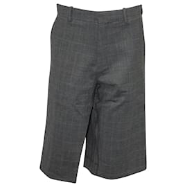 Balenciaga-Pantalones cortos ajustados a cuadros en lana gris de Balenciaga-Gris