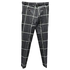 Autre Marque-Wales Bonner Judah Tailored Checked Pants in Grey Wool-Grey
