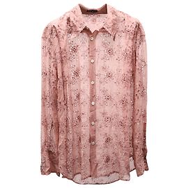 Ann Demeulemeester Camicia a maniche lunghe con occhielli trasparenti in seta rosa Rosa
