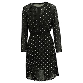 Maje-Maje Sheer Floral Long-Sleeve Dress in Black Polyester-Black