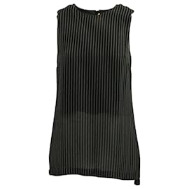 Theory-Top estilo túnica sin mangas con rayas finas en viscosa negra de Theory-Negro