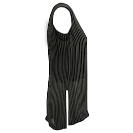 Theory-Top estilo túnica sin mangas con rayas finas en viscosa negra de Theory-Negro