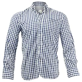 Junya Watanabe-Junya Watanabe Gingham Button Down Shirt in Blue Cotton-Blue