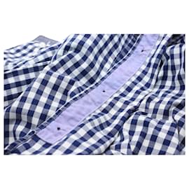 Junya Watanabe-Junya Watanabe Gingham Button Down Shirt in Blue Cotton-Blue