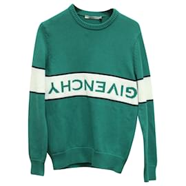 Givenchy-Givenchy Upside Down Logo Knit Jumper in Teal Green Cotton-Other,Green
