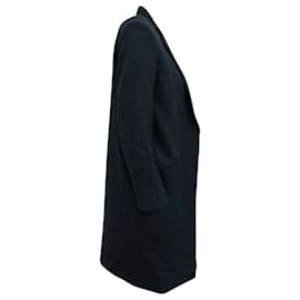 Céline-Celine Long Coat Jacket in Navy Blue Wool-Blue,Navy blue