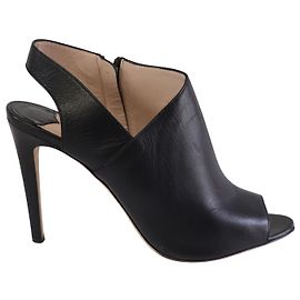 Stivaletti Miu Miu Slingback Open Toe in Pelle Nera Nero
