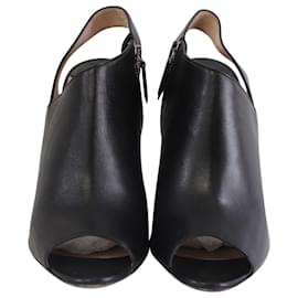 Miu Miu-Miu Miu Slingback Open Toe Ankle Boots in Black Leather-Black
