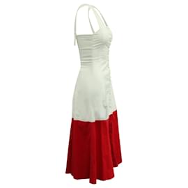 Staud-Robe d'été boutonnée bicolore Staud en coton blanc/rouge-Blanc
