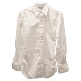 Thom Browne-Thom Browne Chemise en popeline boutonnée classique en coton blanc-Blanc