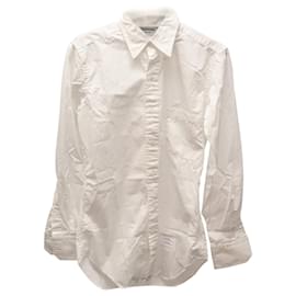 Thom Browne-Thom Browne Classic Button Down Poplin Shirt in White Cotton-White