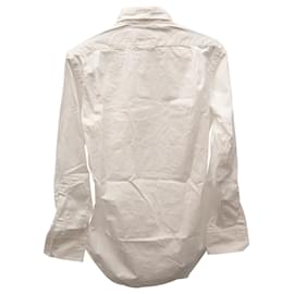 Thom Browne-Thom Browne Chemise en popeline boutonnée classique en coton blanc-Blanc