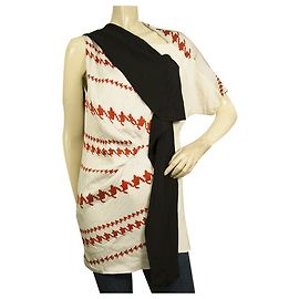 3.1 Phillip Lim, weißes, orangefarbenes Hahnentritt-Schwarz-Panel, langes Top oder Minikleid Mehrfarben